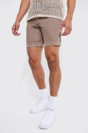 Mens Chocolate Slim Fit Overdye Denim Shorts