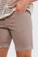 Mens Chocolate Slim Fit Overdye Denim Shorts