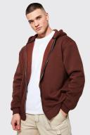 Mens Chocolate Tall Regular Fit Zip Through Hoodie