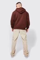Mens Chocolate Tall Regular Fit Zip Through Hoodie