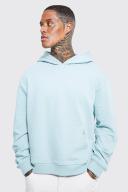Mens Cloud Blue Boxy Heavyweight Loopback Hoodie