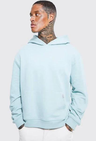 Mens Cloud Blue Boxy Heavyweight Loopback Hoodie