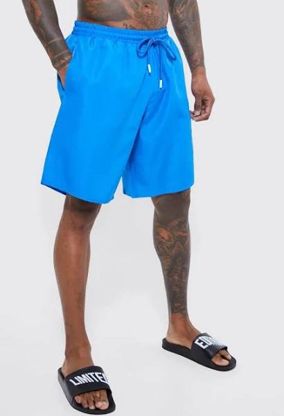 Mens Cobalt Long Length Plain Swim Shorts