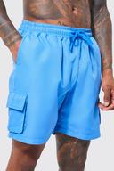 Mens Cobalt Mid Length Cargo Swim Shorts