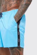 Mens Cobalt Mid Length Man Tape Swim Shorts