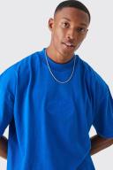 Mens Cobalt Oversized Heavyweight Extended Neck T-Shirt