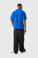Mens Cobalt Oversized Heavyweight Extended Neck T-Shirt
