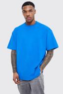 Mens Cobalt Oversized Heavyweight Extended Neck T-Shirt
