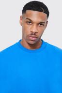 Mens Cobalt Oversized Heavyweight Extended Neck T-Shirt