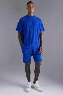 Mens Cobalt Oversized Stripe Towelling T-Shirt & Short Set