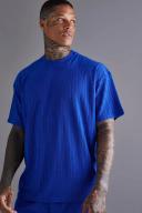 Mens Cobalt Oversized Stripe Towelling T-Shirt & Short Set