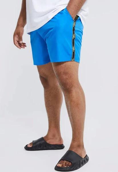 Mens Cobalt Plus Mid Length Ofcl Tape Swim Shorts