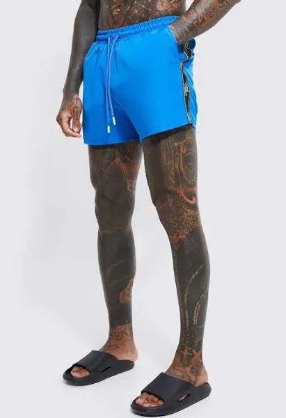 Mens Cobalt Short Length Ofcl Tape Swim Shorts