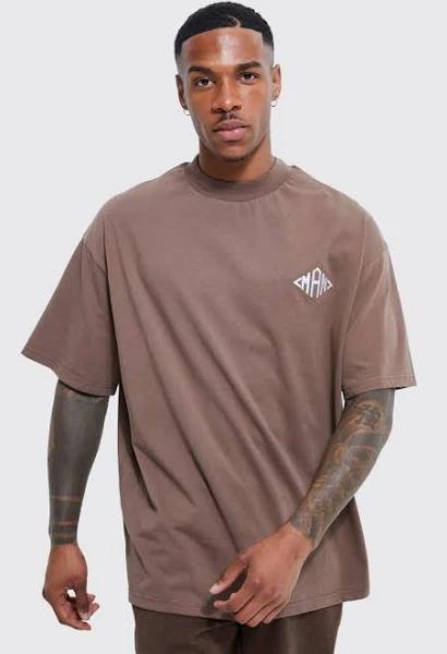 Mens Coffee Man Oversized Extended Neck T-Shirt