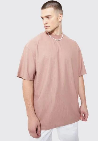Mens Coffee Tall Oversized Extended Neck Ottoman T-Shirt