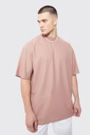 Mens Coffee Tall Oversized Extended Neck Ottoman T-Shirt
