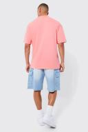 Mens Coral Oversized Extended Neck T-Shirt