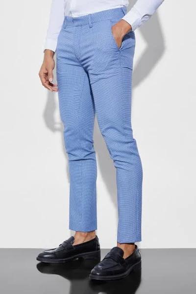 Mens Dark Blue Skinny Micro Texture Suit Trousers
