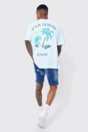 Mens Dark Blue Skinny Stretch Rip & Repair Denim Shorts