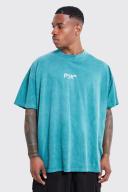 Mens Dark Green Oversized Overdye Worldwide Floral Graphic T-Shirt