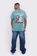 Mens Dark Green Oversized Overdyed Tiger Graphic T-Shirt