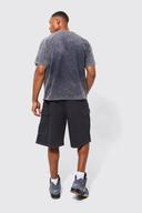 Mens Dark Grey Fixed Parachute Washed Cargo Short