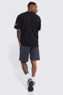 Mens Dark Grey Fixed Relaxed Cargo Strap Short