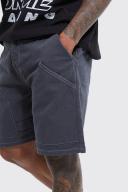 Mens Dark Grey Fixed Relaxed Cargo Strap Short