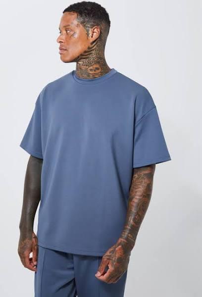 Mens Dark Grey Oversized Scuba T-Shirt
