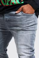 Mens Dark Grey Plus Skinny Stretch Stacked Jeans