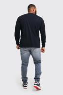 Mens Dark Grey Plus Skinny Stretch Stacked Jeans