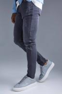 Mens Dark Grey Skinny Stretch Exploded Knee Ripped Jean