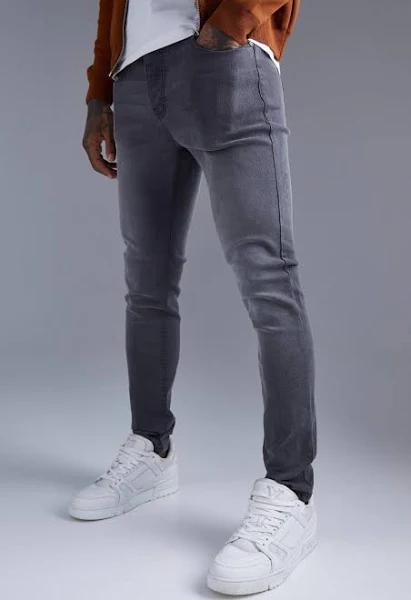 Mens Dark Grey Skinny Stretch Jeans
