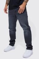 Mens Dark Grey Straight Rigid Jean