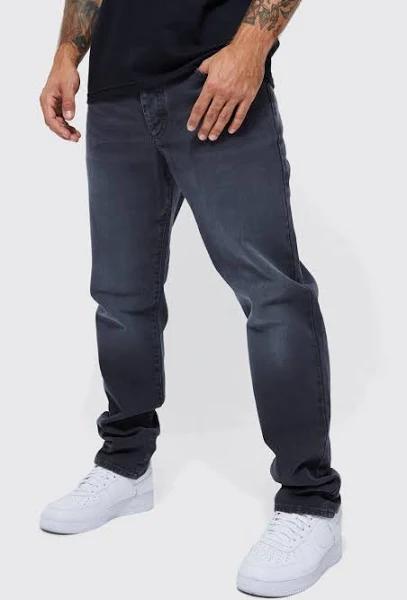 Mens Dark Grey Straight Rigid Jean