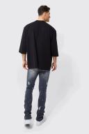 Mens Dark Grey Tall Skinny Stretch Zip Detail Jeans