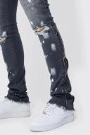 Mens Dark Grey Tall Skinny Stretch Zip Detail Jeans