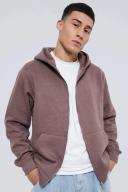 Mens Dark Mauve Basic Zip Through Hoodie