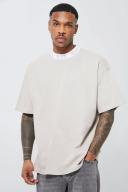 Mens Dove Oversized Gothic Man Rib Neck T-Shirt