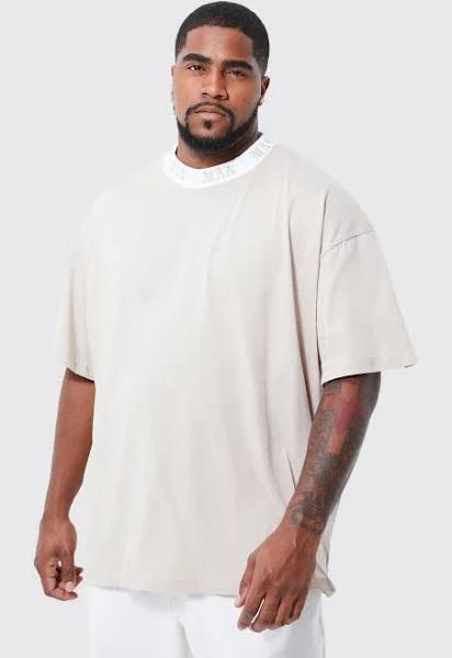 Mens Dove Plus Oversized Gothic Man Rib Neck T-Shirt
