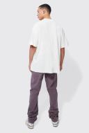 Mens Dusky Pink Tall Overdyed Straight Leg Stacked Jean