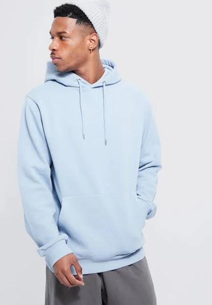 Mens Dusty Blue Basic Over The Head Hoodie