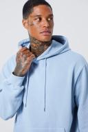 Mens Dusty Blue Oversized Over The Head Hoodie