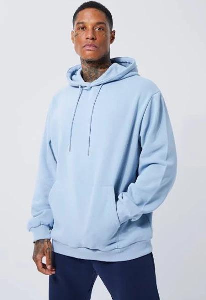 Mens Dusty Blue Oversized Over The Head Hoodie