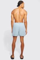 Mens Dusty Blue Tall Short Length Rubber Tab Swim Shorts