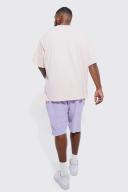 Mens Dusty Pink Plus Oversized Embossed Graphic T-Shirt
