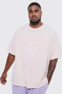 Mens Dusty Pink Plus Oversized Embossed Graphic T-Shirt