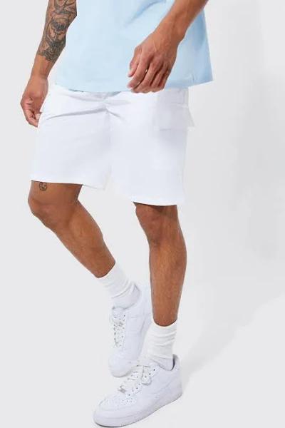 Mens Ecru Elastic Bermuda Lightweight Cargo Short