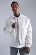 Mens Ecru Embossed PU Baroque Boxy Bomber