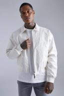 Mens Ecru Embossed PU Baroque Boxy Bomber